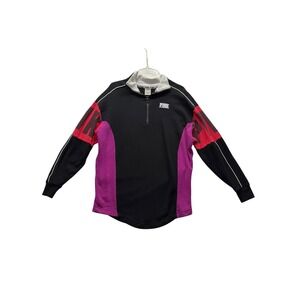 Victoria's Secret PINK Quarter Zip Pullover Colorblock Black Pink Red XS